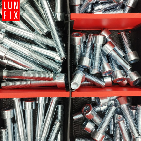 Śruby imbusowe nakrętki podkładki 390szt. M10 ocynkowane