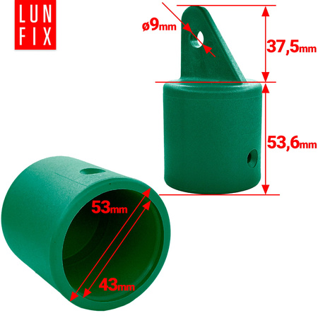 Nasadka wspornik słupa podporowego fi43mm zielony