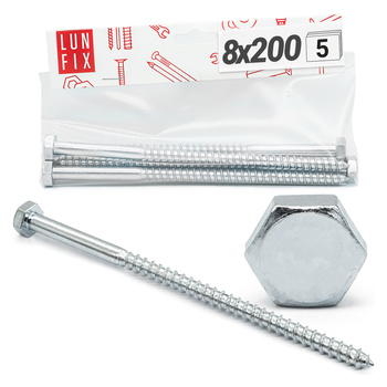 Wkret z łbem 6kat OC DIN571 M8x200 (5szt)