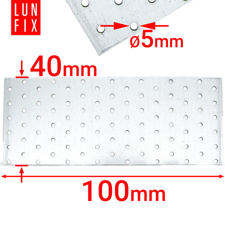 Płytka perforowana 100x40x2 PP2 łącznik ciesielski płaski 10szt.