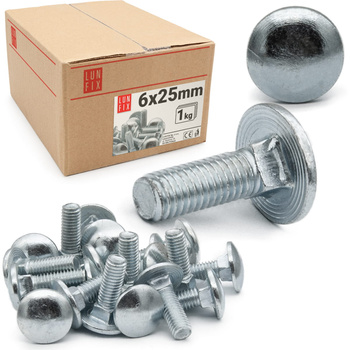 Śruby zamkowe M6x25mm ocynkowane łeb grzybkowy 1kg