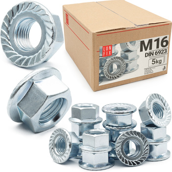 Nakrętka kołnierzowa DIN6923 M16 ocynk (5 kg)
