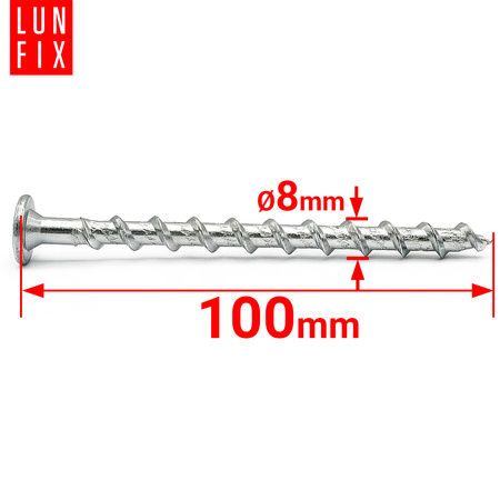 Wkręty do gazobetonu 8x100 łeb talerzowy z gniazdem TX30  50szt.