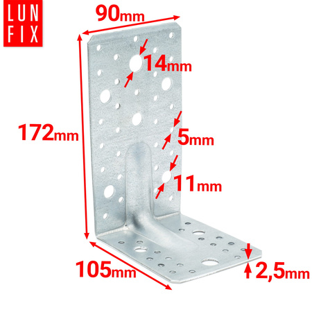 KP6 katownik z przetlocz. 172x105x90x2,5 (1szt)