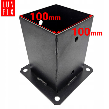 Zestaw podstawa słupa przykręcana czarna 10x10 z wkrętami