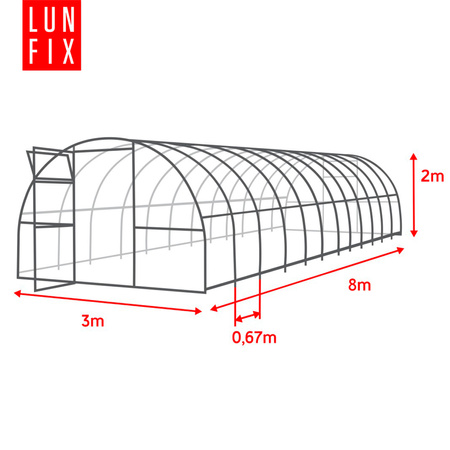 Konstr. stal. LUN FIX 3.0 3x8m 20x20mm