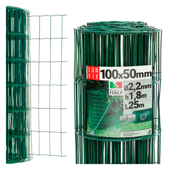 Siatka zgrzew 100*50 fi 2,2 PCV h1,8m ziel (25mb)