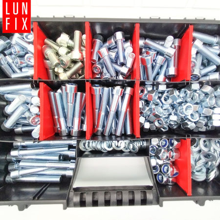 Zestaw śrub imbus, nakrętek, podkładek M12 (390el)