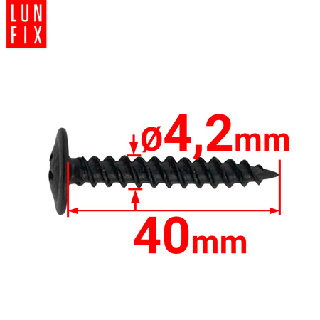 Wkręty do metalu czarne 4,2x40 fosfatowane z łbem podkładkowym 500szt.