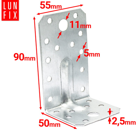 Kątownik z przetłoczeniem KP3 50x90x55x2,5 1szt.