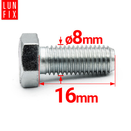 Śruba M08-016 ocynk DIN 933 kl 8.8 (1kg)