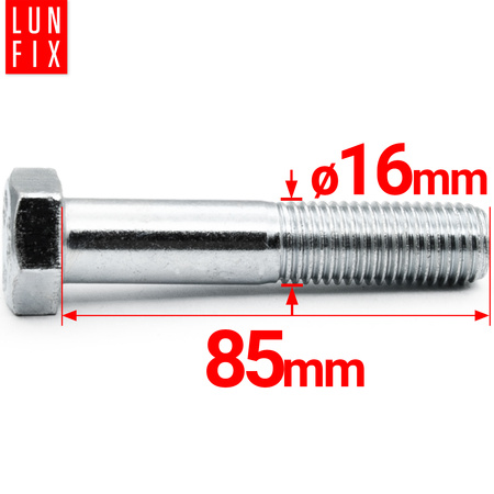 Śruba sześciokątna M16x85 ocynk DIN 931 klasa 8.8 półgwint 1kg