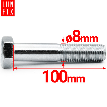 Śruba M08-100 ocynk DIN 931 kl 5.8 (1kg)