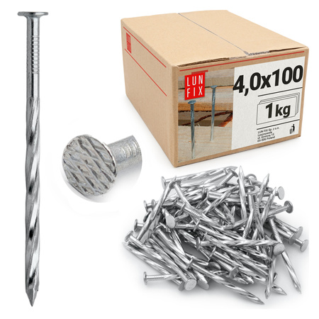 Gwoździe skręcane 4x100 mm 4 cale ocynkowane 1kg