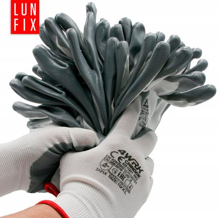 Rękawice robocze bia szar nitryl 10-XL 12szt (1op)