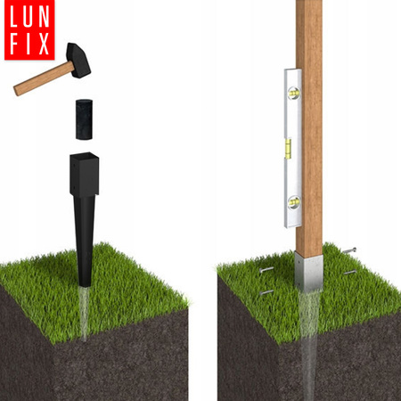 Podstawa słupa czarna wbijana 70x70 kotwa 750mm