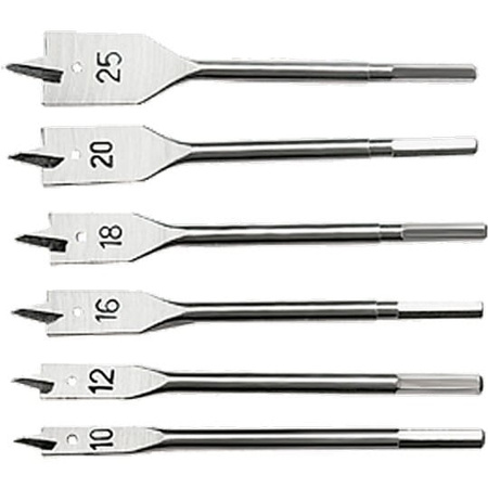 Wiertło łopatkowe do drewna zestaw 10-25mm 6 elementów