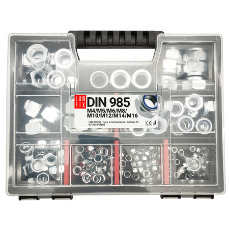 Zestaw nakrętek 172szt. samokontrujące M4-M16