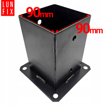 Zestaw podstawa słupa przykręcana czarna 9x9 z wkrętami