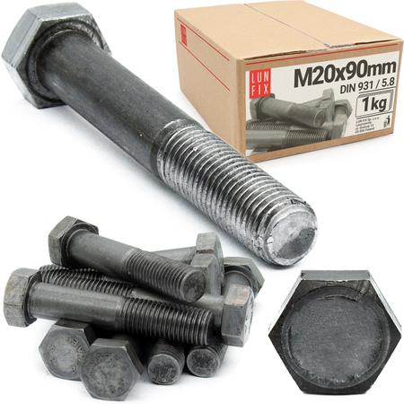Śruba M20-090 DIN 931 kl 5.8 (1kg)