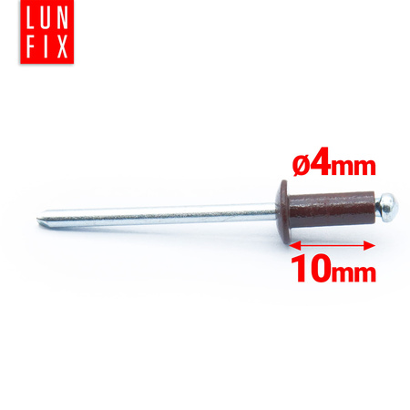 Nity zrywalne 4x10mm aluminiowo-stalowe brązowe RAL 8017 100szt.