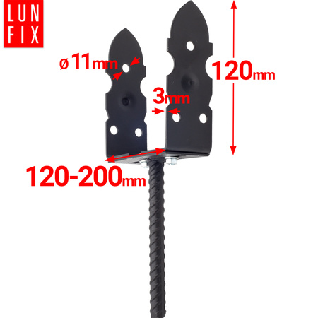 Zestaw podstawa słupa regulowana z prętem + wkręty