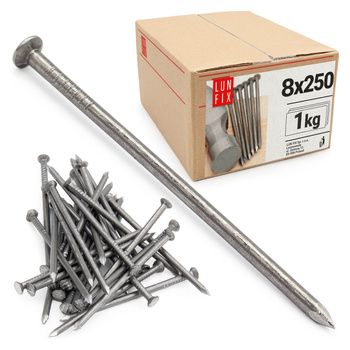 Gwozdzie budowlane czarne 7,6*250 (1kg)