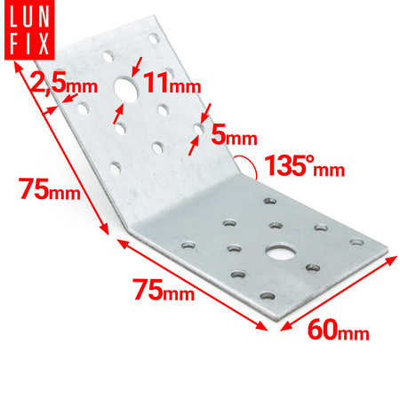 KLR2 katownik równoram 135st 75x75x60x2,5 (1szt.)