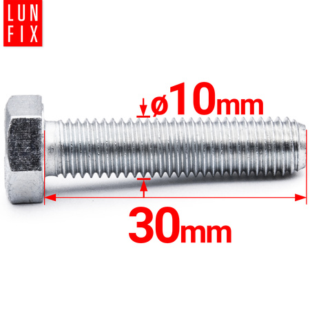 Śruba sześciokątna M10x30 ocynkowana DIN 933 klasa 8.8 1kg