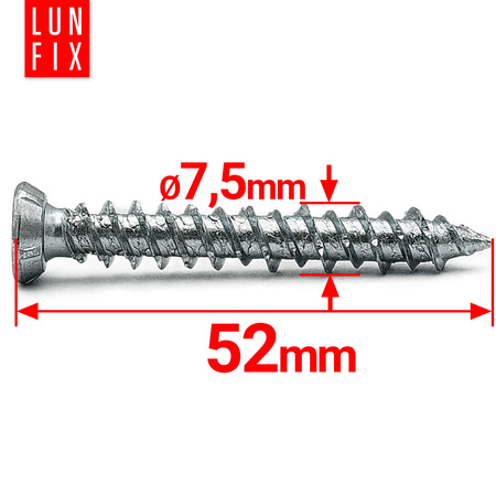 Wkręty do ościeżnic drzwi i okien 7,5x52mm ocynkowane 100szt.