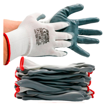 Rękawice robocze białe szar nitryl 8-M 12szt (1op)