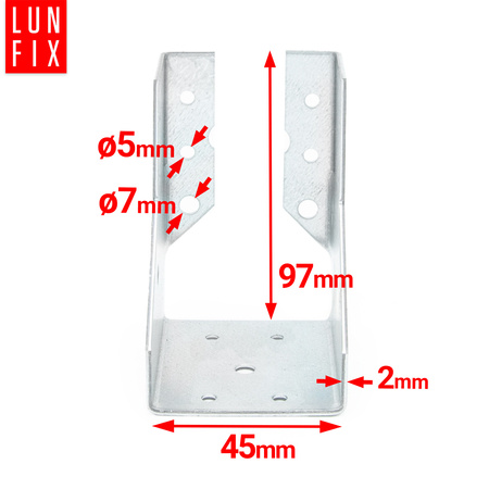 Wieszak belki 45x97x2 mm łącznik ciesielski