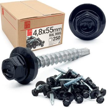 Wkręty farmerskie 4,8x55 samowiercące farmery czarne WFD 250szt.