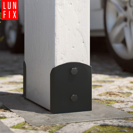 Podstawa słupa czarna przykręcana 101x150x2,5 kotwa