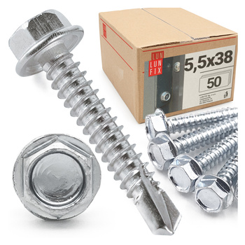 Wkręty samowiercące 5,5x38 łeb 6-kątny DIN7504 ocynk 50szt.
