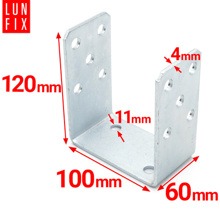 Podstawa słupa typu U 100x120mm kotwa do przykręcania