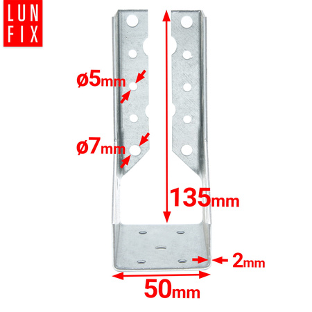 Wieszak belki 50x135x2 mm zagięty łącznik