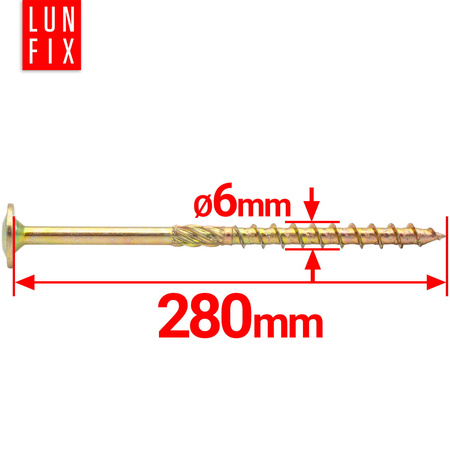 Wkręty ciesielskie talerzowe 6x280 do drewna WKCP 50szt.