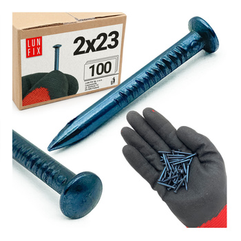 Gwoździe utwardzane 2x23mm niebieszczone 100szt.