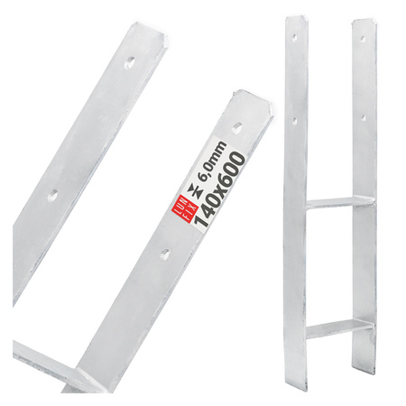 Podstawa słupa typ H 140x600x6 mm kotwa