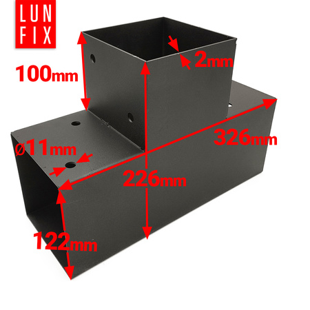 Zestaw łącznik kantówki 12x12cm kształt T z wkrętami 8x40 mm