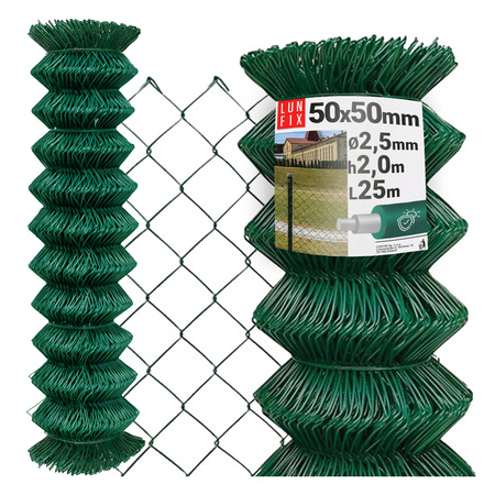 Siatka plec 50*50mm fi 2,5 zielon h=200cm (25mb)