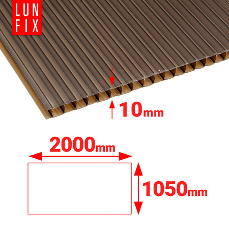 Poliwęglan komorowy 10mm płyta brązowa 105x200cm