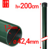 Słupek ogrodzeniowy okrągły fi 42 1,2mm grubości 2m 200cm zielony