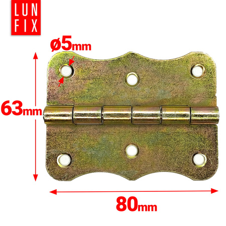 Zawias budowlany 80x63x1,5mm ozdobny ocynkowany ZO80 1szt.