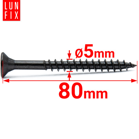 Wkręty uniwersalne 5x80 hartowane ocynkowane na czarno 20szt.