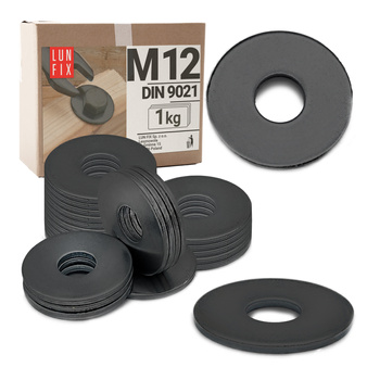 Podkładka okrągła M12 powiększona czarny ocynk DIN9021 1kg