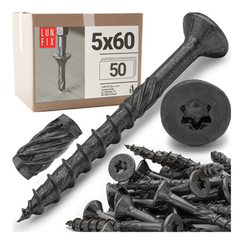 Wkręty ciesielskie czarne stożkowe 5x60 do drewna KMWHT 50szt.