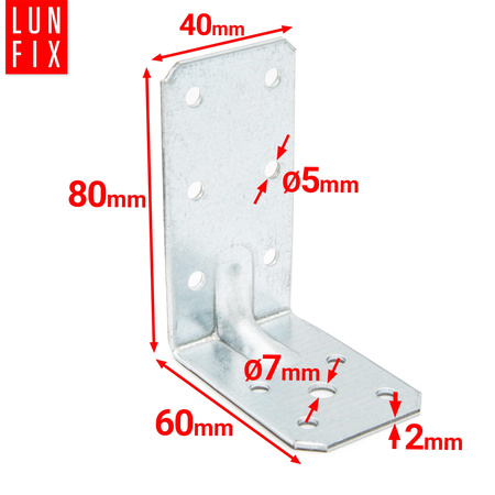 Kątownik z przetłoczeniem KPL9 lekki 80x60x40x2,0 1szt.