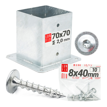 Zestaw podstawa słupa przykręcana 7x7 z wkrętami